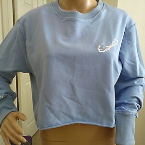 BNWT BERMUMITEES Casual Blue Cropped Sweatshirt(SICK SOFT & FAB) SZ. SM. STRETCH
